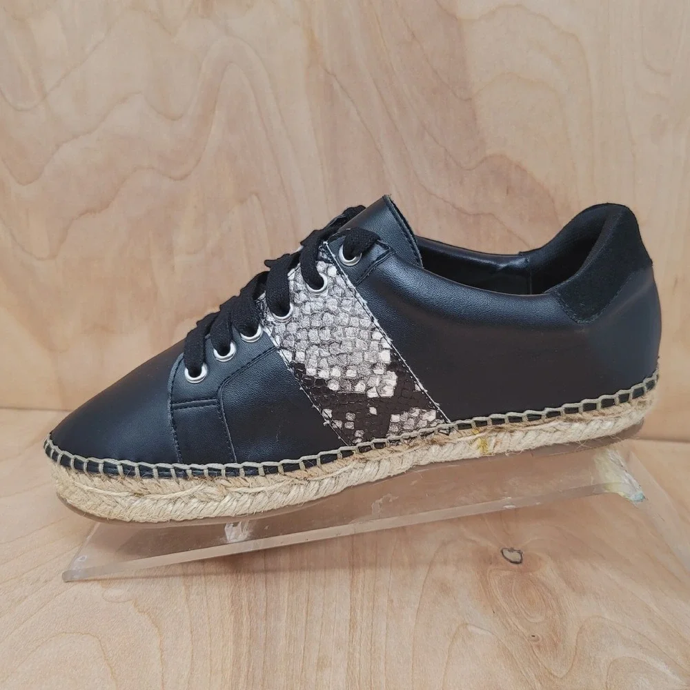 Carlos Santana Women's Sneakers 8 M Giselle black Leather Snake Print Espadrille